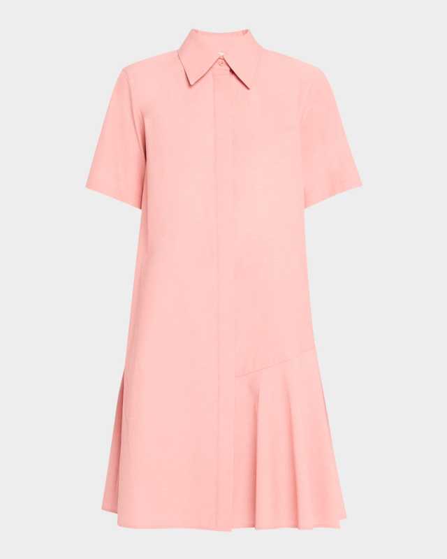 Flounce-Hem Short-Sleeve Shirtdress